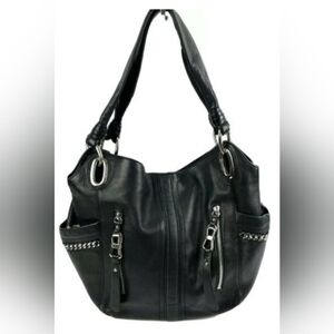 Black Women's Leather Tote Shoulder Bag